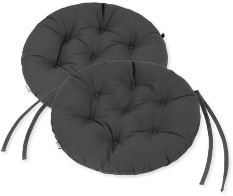 HAVE A SEAT Living - Sitzkissen Rund 40cm - 2er Set - Bequeme Sitzkissen Outdoor - Waschbar bis 95°C, Wetterfest, Orthopädisch - Made in Germany (2er Set - Ø 40cm, Grau/Anthrazit)
