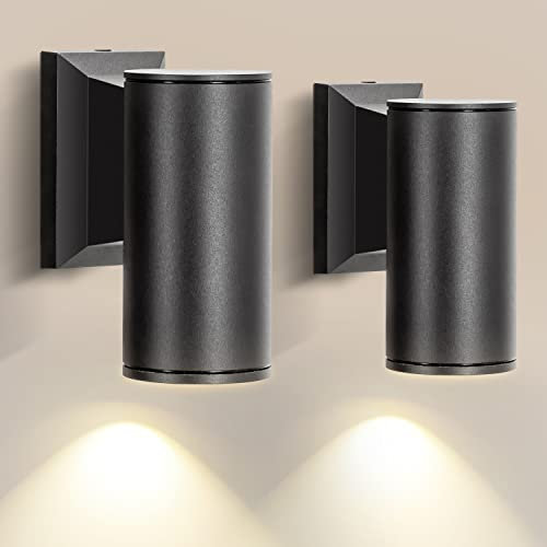 Aigostar LED Wandleuchte GU10 Aluminium Außenwandleuchte Wasserdicht Außenleuchte Außenlampe Wandspot für Innen und Außen,Schwarz(2er-Pack)