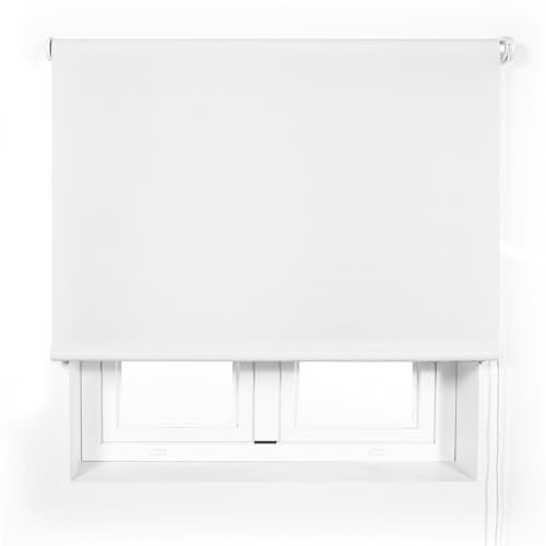 Blindecor Lichtdurchlässiges Premium-Rollo nach Maß, Cremeweiß, 125 x 240 cm (BxH), Stoffgröße 122 x 235 cm, lichtdurchlässiges Rollo mit 38 mm Rohr, robust und elegant