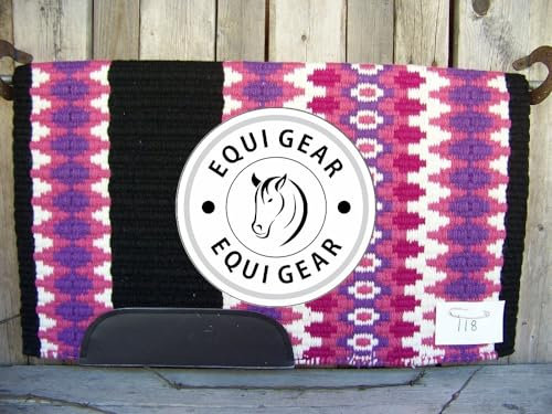 EQUIGEAR Western Show Horse Satteldecke aus neuseeländischer Wolle, Western-Design, handgefertigte Satteldecke, Wollpolster, Sensor Flex (Anpassung möglich), WK31 (34x42)