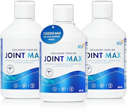 Swedish Nutra - Complément liquide Joint Max - 3 x 500 ml 60 jours d'approvisionnement | Collagène hydrolysé pur glucosamine MSM chondroïtine curcuma vitamine D et acide hyaluronique pour soutenir les