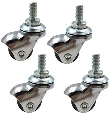 Lenkrolle, Lenkrolle, Lenkrolle mit Bremsen, 4 Stück, 2,5 cm Lenkrolle, 360-Grad-Gewindeschaft, Lenkrolle, Gummirad, M8 x 15 mm, Möbelrolle, kleine Mini-Räder, Lenkrollen passend
