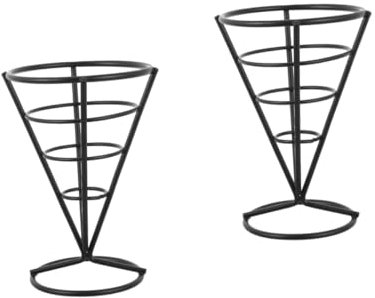 Cabilock 2 Piezas Tenedor bocadillos cono soporte cono gofre en espiral camarón frito salon cafeteria estante exhibicion chip canasta papas fritas canasta bocadillos