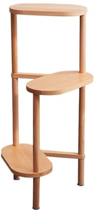 RUVOO Pflanzenregal Blumentreppe Blumenständer Holz-Pflanzenständer, Hoher Regalhalter Für Den Innenbereich, Für Den Eckterrassengarten Pflanzenständer Blumenregal Blumenbank(Natural)