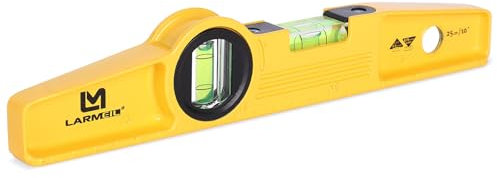 LARMEIL Wasserwaage Magnetisch Torpedo, 25 cm, Alu-Gussprofil, 4 Magnete Klein Wasserwaage, 1 Horizontal-Libelle, 1 Vertikal-Libelle