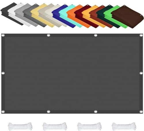 Sonnenschutz inkl Befestigungsseile 0.6 x 7 m Wasserdicht Markisenstoff Markise 98% Uv-Schut Wetterschutz mit Seil für Garten Terrasse Outdoor Camping, Dunkelgrau