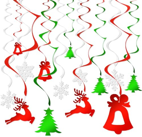 NIXRET 30 Stück Hängende Spiralen, Luftschlangen Party Deko, Wirbel Party Deko Bunt,Folien Wirbel Deckenhänger Doppelspiral Deko für Geburtstag Hochzeiten Weihnachten Karneval
