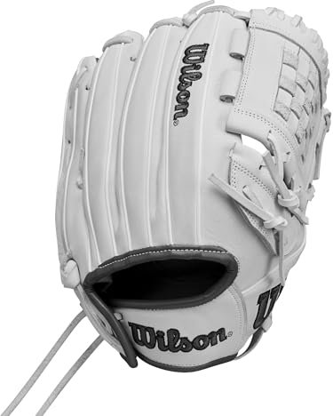 Wilson Herbst 2024 A1000® P12 Pitcher's Fastpitch Softball-Handschuh, Weiß/Grau, Rechtshänder