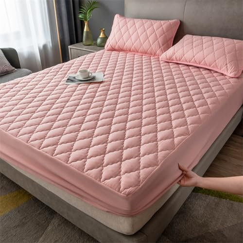 HAIBA wasserdichte Matratzenauflage 180 x 200cm inkontinenz spannbettlaken für Matratzen bis 30 cm Höhe Rosa Weiche Jersey Spannbetttuch Leintuch