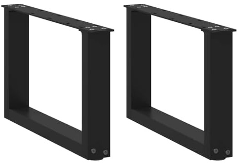 vidaXL Pieds de Table Basse en U, 2 pièces, Noir, 50 x (30-31) cm, Acier