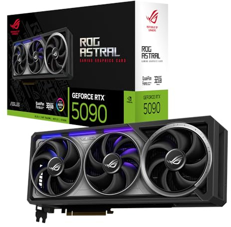 ASUS ROG ASTRAL RTX5090, Scheda Grafica 32 GB GDDR7 NVIDIA GeForce, Nera | 512 bit, PCIe 5.0, HDMI 2.1, DisplayPort 2.1, Quattro Ventole Assiali, Software GPU Tweak III, ROG-ASTRAL-RTX5090-32G-GAMING