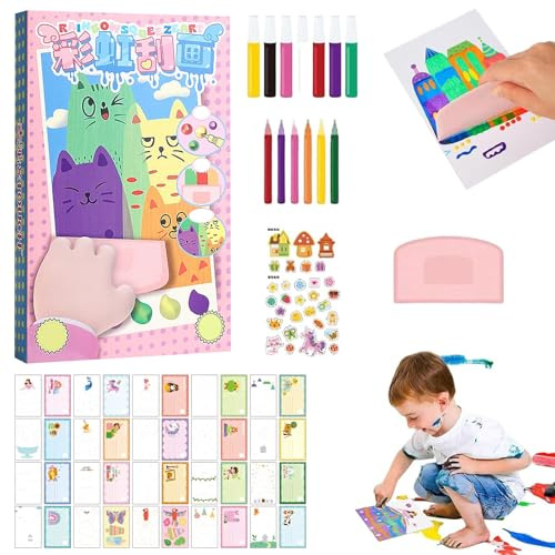 Regenbogen-Kratzkunst,Rainbow Pointillism Scratch,Kratzer Kunst Gemälde,Regenbogen Kratzkunst für Kinder,Regenbogen Kratzbilder für Kinder,Lustige Kratzmalerei Punktkunst für Kinder und Erwachsene