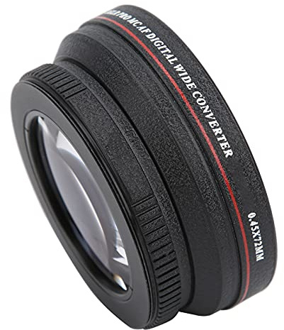 Qukaim Lente adicional de cristal óptico de 0,45 x gran angular negro para lente de cámara de 72 mm, acorde de fotografía, compatible con varios modelos de cámara