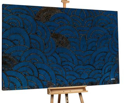 KunstLoft Ölgemälde 'Sea of Ornaments' 180x120cm | Original Handgemalte Gemälde | Abstrakt | Blau | Leinwand-Bild Ölgemälde einteilig groß | Modernes Kunst Ölbild