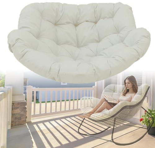DLLDLGG Coussin De Chaise À Bascule Papasan, Coussin De Chaise Longue en Rotin Et Osier, Coussin Épais avec Attaches pour Patio Véranda Fauteuil À Bascule Royal(Coussin Uniquement)
