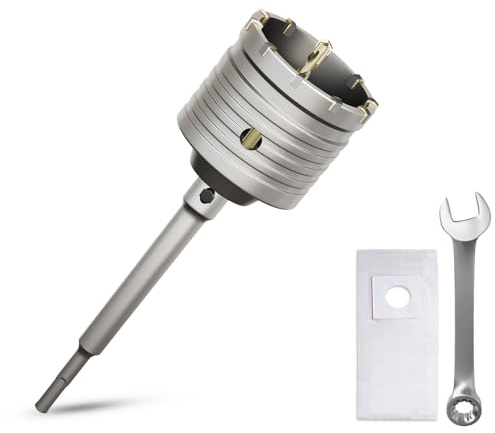 Bohrkrone 68mm Gewinde SDS plus Adapter 220mm und Zentrierbohrer,Mit den Schraubenschlüssel und Staubschutzbeutel,Wandlochsägebohrer für Mauerwerk Natursteine Sandsteine Kunststeine Beton Marmor