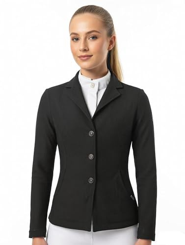 Preto Ladies Premium Horse Riding short Competition Mesh Jacket Lightweight Comfortable Summer Jackets In Black