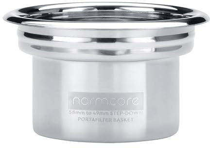 Normcore 58mm to 49mm Step-Down Portafilter Basket Kit – Tapered Interior, 0.28mm Holes – Fits 58 mm Bottomless Portafilters – Includes 49mm Dosing Funnel, 0.8mm Puck Screen, 200 Papers