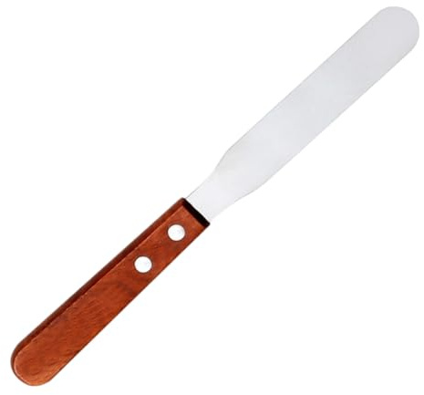 Acciaio Inossidabile Spatola Depilazione Manico in Legno | Uso Domestico e Saloni, Strumento Versatile per Ceretta, Impugnatura Comoda, Forma Dritta, Leggero Argento