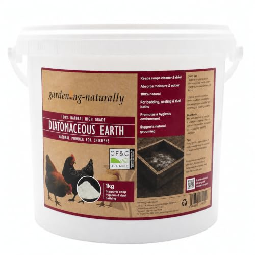 Gardening Naturally Diatomaceous Earth high grade for Poultry – Natural Chicken Coop Powder to Absorb Moisture and Reduce Odour – For Bedding, Nesting Boxes and Dust Baths – 500g, 1kg, 2kg, 5kg (1kg)