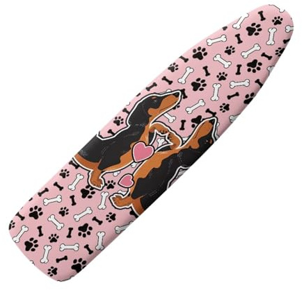 Ironing Board Covers Pink Black Dog Ironing Board Covers 110 x 35cm and Pad Thick Resist Scorching and Staining Thick Easy Fit Iron Boards Cover Sizes Adjustable Elastic Rope