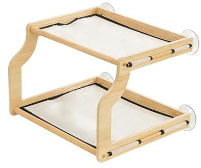 Cuccia Gatti Da Finestra A Due Forniture Animali | Mensola da Finestra per Gatti con in Legno Da Arrampicarsi, Prendere Il Sole, Giocare Su Davanzale Interno, E Comodino