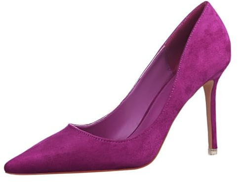 Dam Suede Slutna Tår Pump 3.5in Stilettklackar Spetsiga Tår | Skonsam Mot Blåsor, Heldagskomfort För Kontoret, Vardagselegant Stil, Resevänlig Design, Flexibel Gummisula