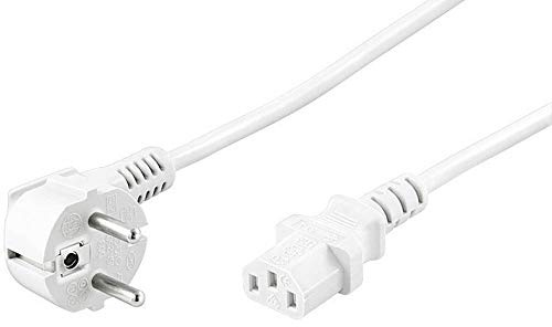 Goobay 95141 Kaltgerätekabel 3m / C13 Kaltgerätebuchse & 90 Grad Schutzkontaktstecker Winkelstecker / Universelles PC Monitor PC Stromkabel C13 Netzkabel / Weiß / 3 m