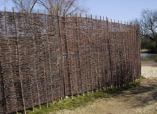 Papillon Premium 5 x Willow Wicker Fencing Hurdle Natural Woven Fence Panels 1.8m x 1.5m (6ft x 5ft)
