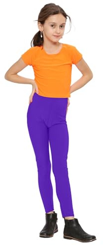 FNA FASHIONS Girls Footless Neon Colours Dance Leggings 5-12 Years (Purple, 5-6 Years)
