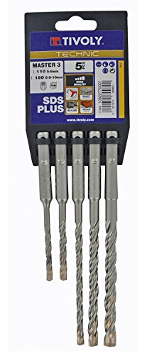 Tivoly 10922770001 Lot de Forets SDS+ Master 3, Gris, 110/160mm, Set de 5 Pièces