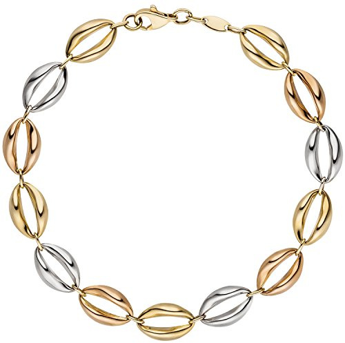 Jobo Damen-Armband aus 14 Karat 585 Gold Tricolor 19 cm