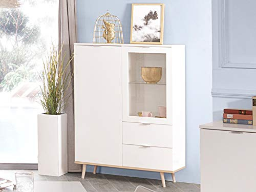 möbelando Highboard Vitrinenschrank Kommode Beistellschrank Anrichte Schrank Dalarna I