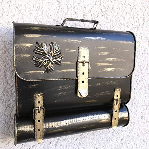 Wandbriefkasten Tasche Briefkasten Postkasten Zaunbriefkasten mit Zeitungsrole Zeitungsfach aus rostfreiem Stahl verzinkt. Befestigungsmaterial GRATIS!