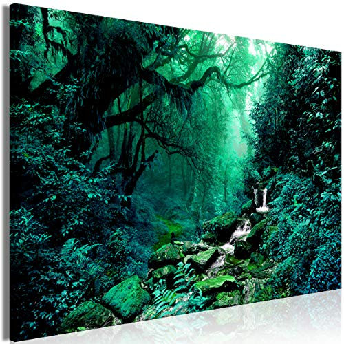 decomonkey | Mega XXXL Bilder Wald | Wandbild Leinwand 165x110 cm Selbstmontage DIY Einteiliger XXL Kunstdruck zum aufhängen | Natur Wasserfall