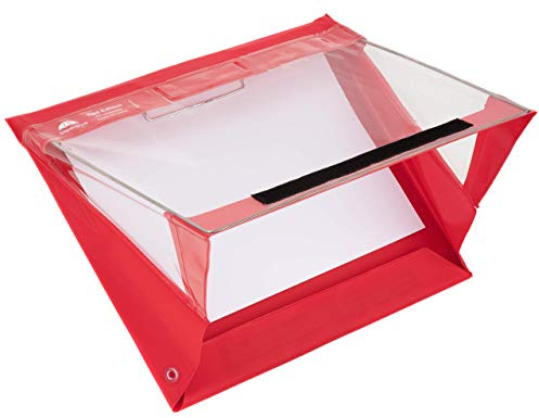 Paperdry Klemmbrett A4 Querformat Rot, Wasserfest & Kälteresistent | Hochwertiges PVC, Deckel schließt mit Klettverschluss als wasserdichte Mappe. Rückseitiger Clip auch bei Trockenheit nutzbar.