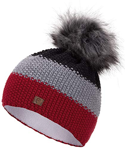 Faera Wintermütze Damen Mütze warm gefüttert Mädchen Bommelmütze Fleecefutter Winter Strickmütze Beanie Herren 35