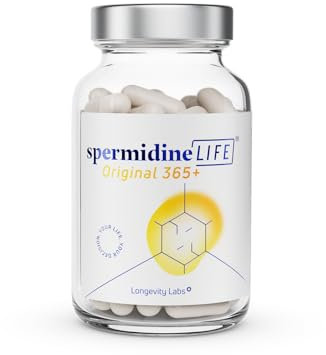 spermidineLIFE Original 365+ 2mg Spermidin aus CelVio Weizenkeimextrakt mit Zink & Vitamin B1 – vegane Kapseln zur täglichen Unterstützung von Zellerneuerung & Autophagie, laborgeprüft, 60 Stück