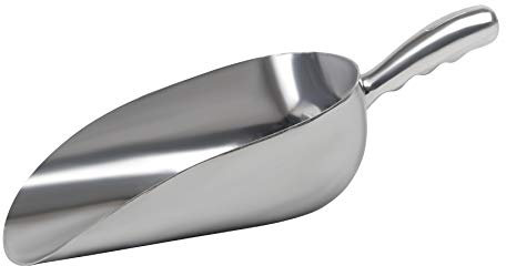 Cast Aluminum Utility Scoop - 38 oz. - Round Bottom, ice scoop For Multi-Purpose Use, With Finger Groove Handle (38 oz.)