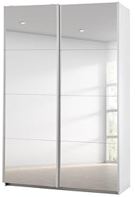 Rauch Möbel Caracas, Schwebetürenschrank, Farbe Weiß, Breite 136 cm | Kleiderschrank mit Schwebetüren, Schiebetüren, 1-türig, mit Spiegel, für Schlafzimmer, Kinderzimmer, Wohnzimmer, Garderobe