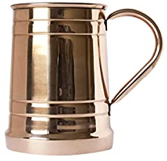 COPPER PLATED BEER MUG – Unique Tankard Look - Handmade Copper Plated Stainless Steel Beer Stein - Large Size18 oz