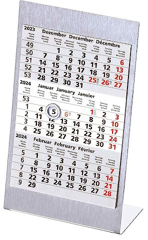 TISCHKALENDER STEHKALENDER AUFSTELLKALENDER aus Edelstahl 2026 + 2027 silber matt