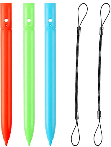 Penna stilo colorata di ricambio e cordino per tablet da scrittura LCD, tavoletta da disegno colorata, pad da disegno per bambini, lavagna per scarabocchi (confezione da 3 penne stilo (colore casuale)