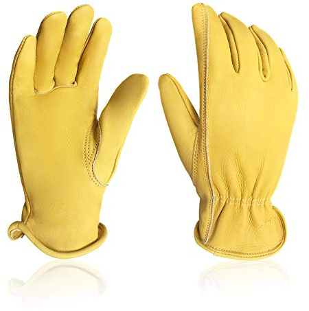 Intra-FIT Hirschlederhandschuhe für Herren Damen - Warme Winterhandschuhe mit Weiche Fleecefutter,Wintergeschenke Outdoor Lässige Lederhandschuhe (Gelb-Rindsleder, M (1er Pack))