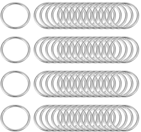 sourcing map 60 Stück Metall O Ringe 15mm(0.59) Innendurchm. 1.6mm Dicke Mehrzweck Ungeschweißte O Ring Schnalle für Handwerk Gürtel Geldbörse Handtasche Herstellung Hardware Silber Ton