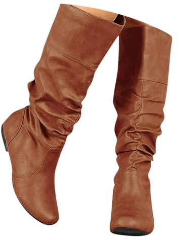 ticticlily Stivali Donna Pelle Piatta Morbido Camoscio Autunno Inverno Caldi Classico A Marrone 37 EU