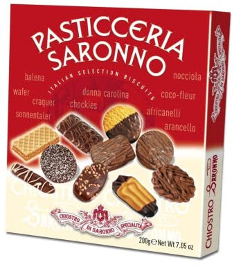 Chiostro di Saronno® | Amaretti del Chiostro® | Pasticceria Mista Assortita - 200 Gr | Scatole di Pasticceria | Assortimento Biscotti con Cioccolato