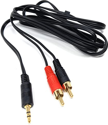 DRUT RCA Y Splitter Adapter, 2m 3.5mm, Black Gold | Gold-plated contacts. No drivers needed, plug & play. Great for Hi-Fi systems, laptops, phones, mixers, and stereo...