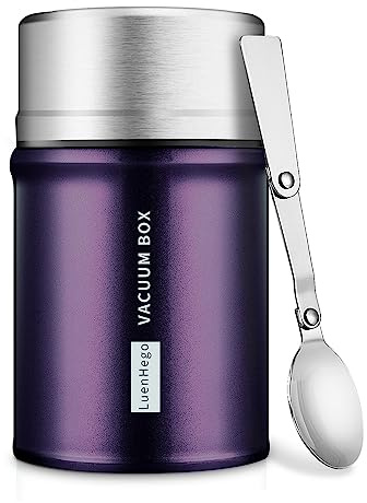 Insulated Food Jar Lunch Container for Hot Food 26 oz Wide Mouth Stainless Steel Leak Proof Thermal Flask with Folding Spoon