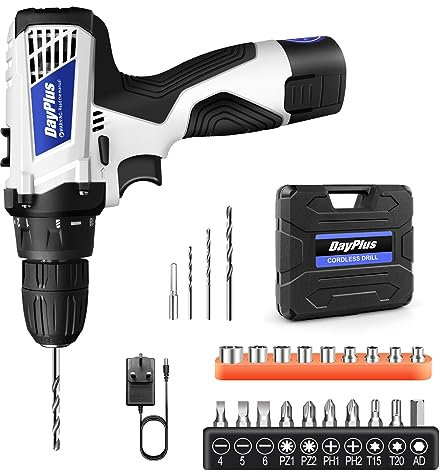 Cordless Drill Driver 12V, Electric Screwdriver with 18+1 Torque, 3/8¡± inch Keyless Chuck, 2 Speed, 45Nm, Combi Drill for Home DIY Project, Li-Ion Battery and Charger Included, White